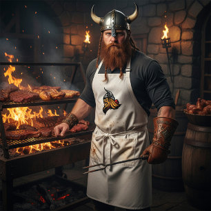 Delantal Fierce Viking Warrier Head Norse Helmet and Beard
