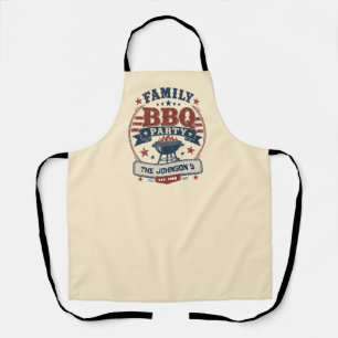 Delantal Fiesta de BBQ Familiar Americana Personalizada