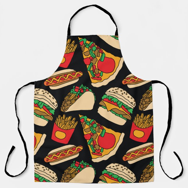 Delantal Fiesta de comida rápida: aislamiento de patrones d (Anverso)