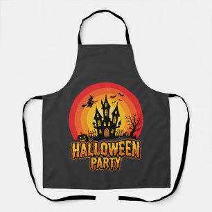 Delantal Fiesta de Halloween Castillo Embrujado Vector Retr