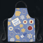 Delantal Fiesta de la cookie de Chanukah<br><div class="desc">Me encantan las vacaciones,  y me encanta un buen patrón de vacaciones para llevarnos al espíritu festivo! Este original diseño inspirado en el fiesta de galletas le proporcionará alegría a su mesa de vacaciones.</div>
