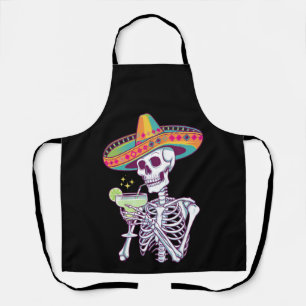 Delantal Fiesta de Margarita del Esqueleto Mexicano Cinco D