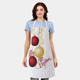 Delantal Fiesta de Navidades blancos, dorados y rojos