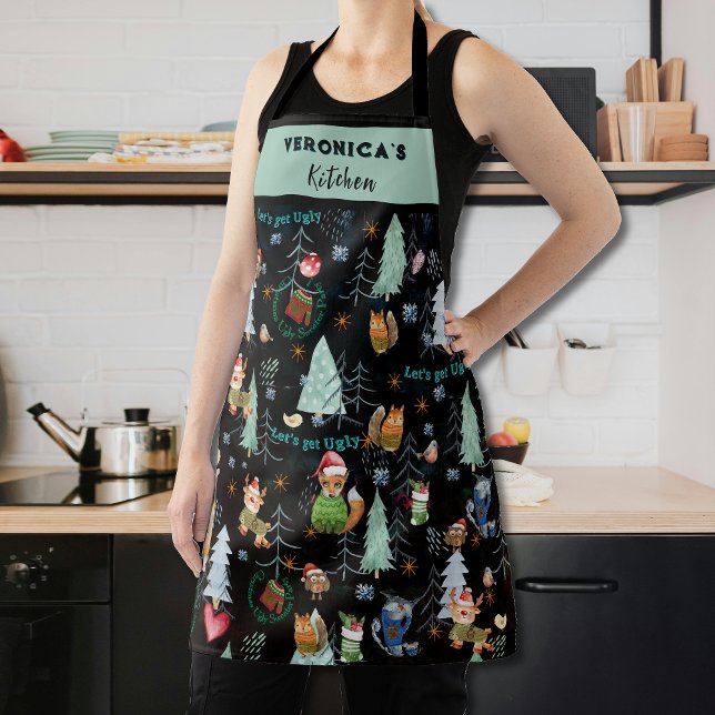 Delantal Fiesta de Navidades de suéter feo (Cute Ugly Sweater Christmas Party Apron)
