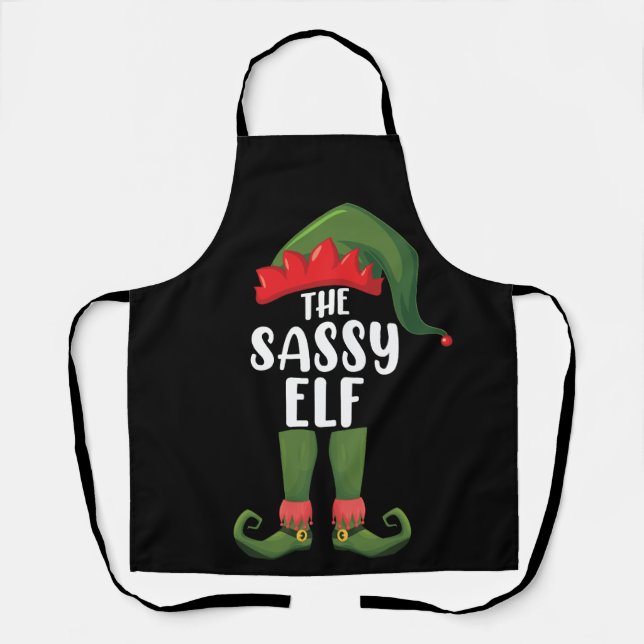 Delantal Fiesta de Navidades del grupo familiar Sassy Elf M (Anverso)