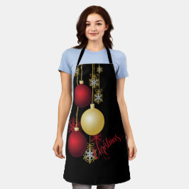 Delantal Fiesta de Navidades negros, dorados y rojos