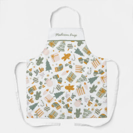 Delantal Fiesta de Navidades Verdes Y Oro