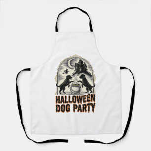 Delantal Fiesta de Perros de Halloween Diseño de Caldero de