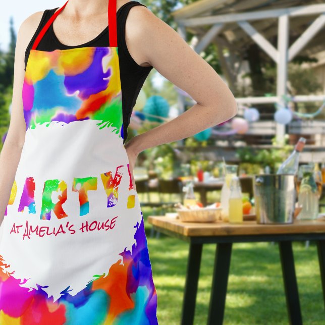 Delantal Fiesta de salpicaduras de arcoiris personalizado (Subido por el creador)