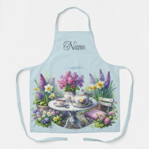 Delantal Fiesta de té floral vintage en el jardín