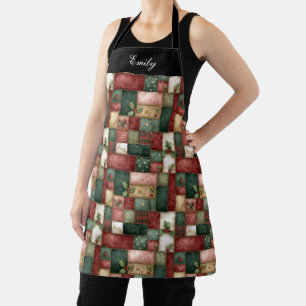 Delantal Fiesta divertida y chic de Navidad con vegetación 
