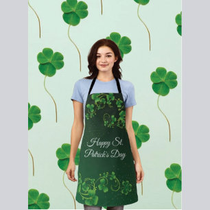 Delantal Fiesta irlandés del Green Shamrock Vine