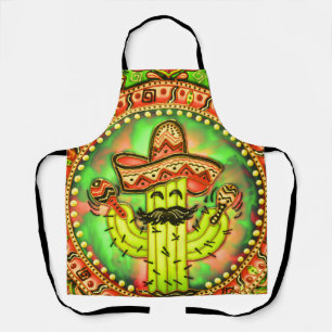 Delantal Fiesta mexicana Cinco de Mayo Sombrero Gorra Verde