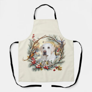 Delantal Fiesta Navideña con Labrador Retriever Nevado