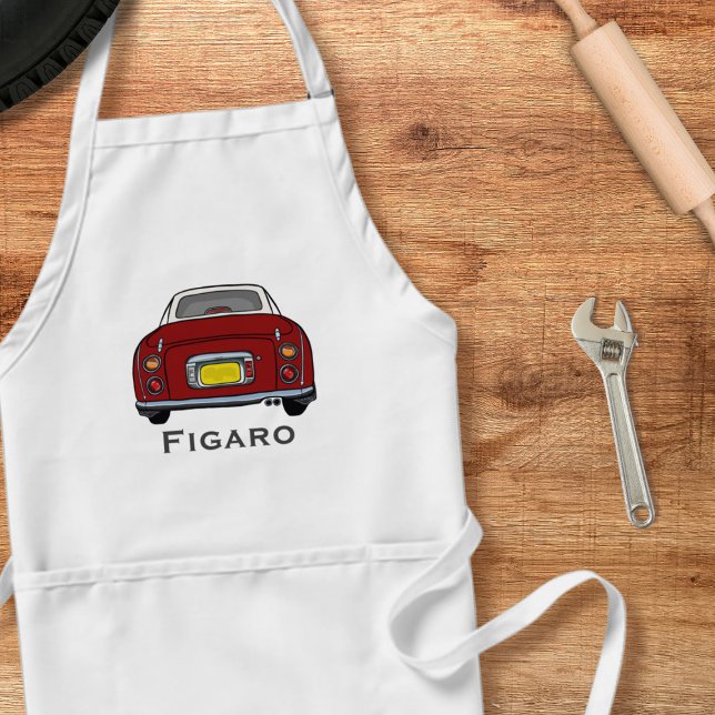 Delantal Figaración Red Figaro Car Nombre Garage Apron (A red figaro apron perfect for the kitchen or garage. Add your name!)