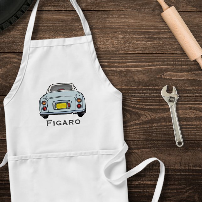 Delantal Figarras Cute Pale Aqua Blue Figaro Nombre Apron (A pale aqua figaro apron perfect for the kitchen or garage. Add your name!)