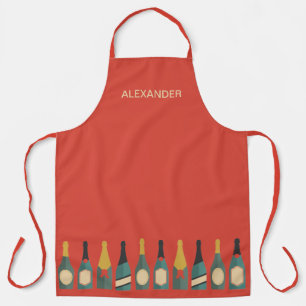 Delantal Fila de botellas de vino personalizada