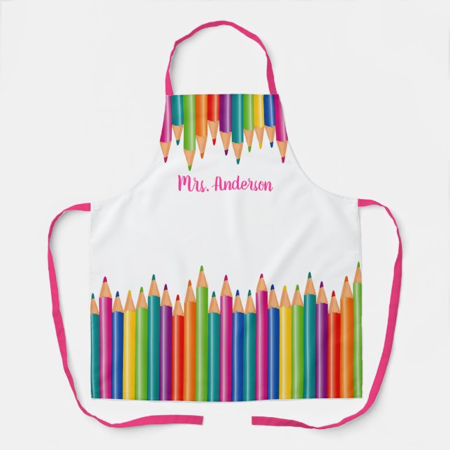 Delantal Fila de lápiz coloreada Personaliza Apron (Anverso)
