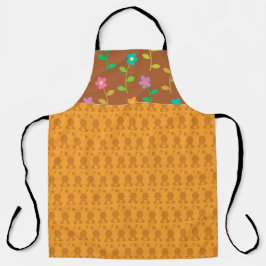 DELANTAL FILAS DE BUNNIES NARANJAS ORIENTALES Y FLORES COLO