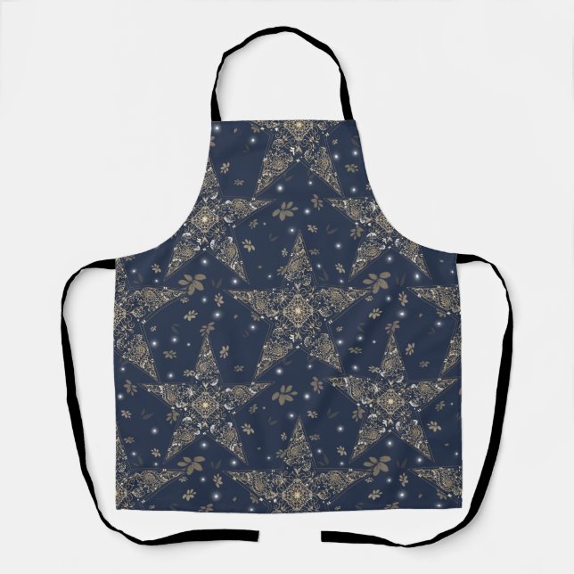 Delantal Filigrana Estelar Celestial Elegante - Azul (Anverso)