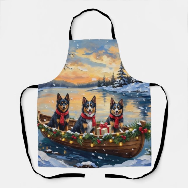 Delantal Finnish Lapphund Christmas Boat Holiday (Anverso)