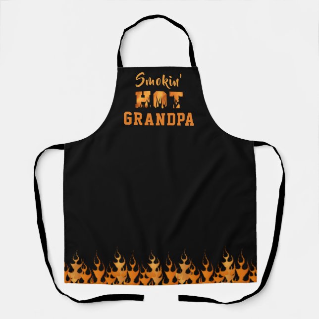 Delantal Flamas de fumador de barbacoa de GRANDPA CALIENTE (Anverso)