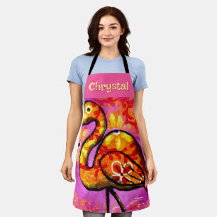 Delantal Flamenco Ave Personalizado Abstracto Caprichoso