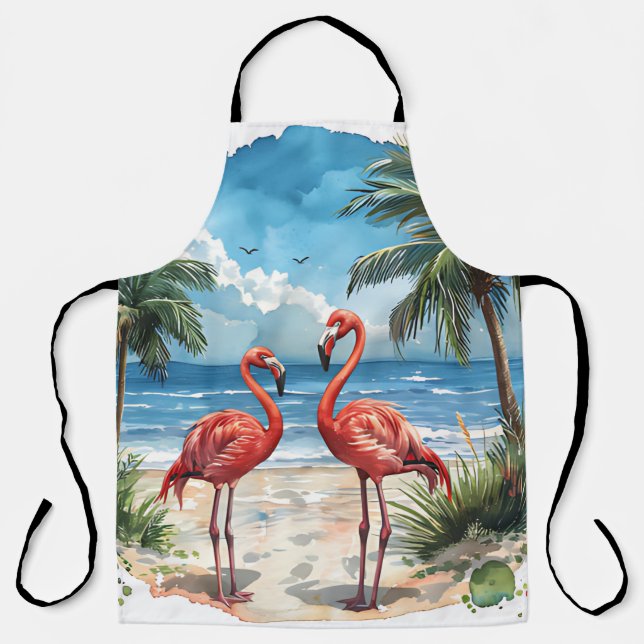 Delantal Flamenco de Isla Tropical (Anverso)