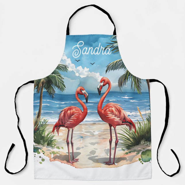 Delantal Flamenco de Isla Tropical (Anverso)