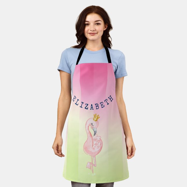 Delantal Flamenco Rosa Lindo con Degradado de Rayas (Gastado)