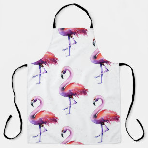 Delantal Flamencos con salpicaduras: patrón de acuarela.