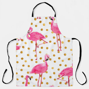 Delantal Flamencos rosados de color acuático con costuras d