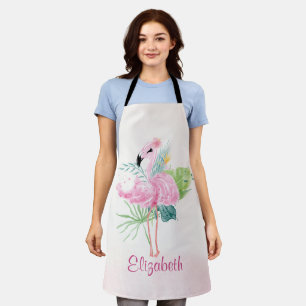 Delantal Flamencos Rosados LindosHojas Tropicales
