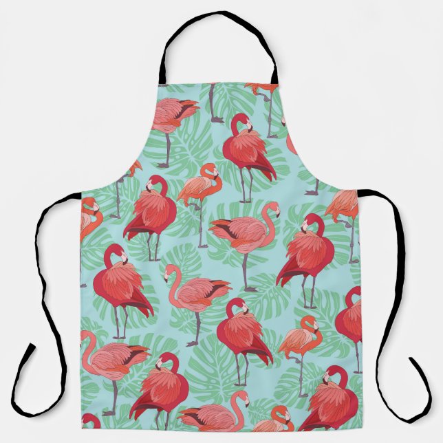 Delantal Flamencos rosados: Patrón exótico sin foco. (Anverso)