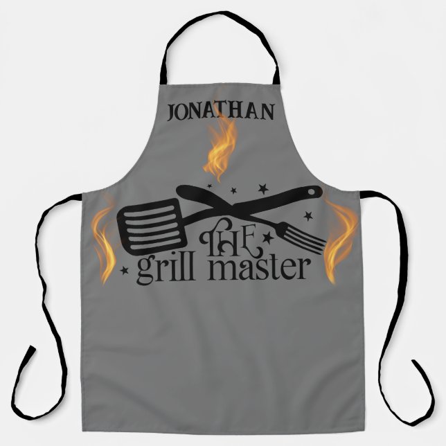 Delantal Flames BBQ El Grill Master Chef Cook Grilling (Anverso)