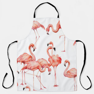 Delantal Flamingo acuarela sin costuras. Pintado de mano