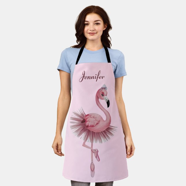 Delantal Flamingo Ballet Dancer Personalizado (Gastado)