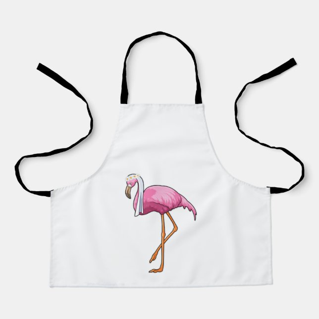 Delantal Flamingo como novia con velo (Anverso)