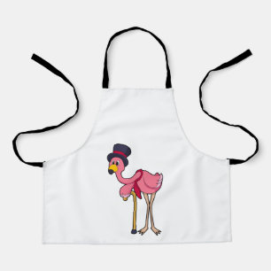 Delantal Flamingo como pensionista con Gorra