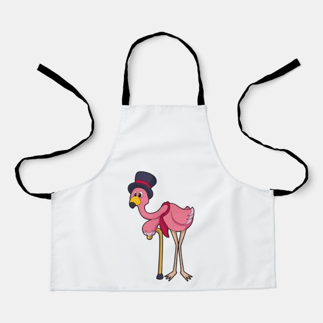 Delantal Flamingo como pensionista con Gorra (Anverso)