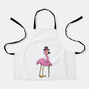 Delantal Flamingo como pensionista con palo