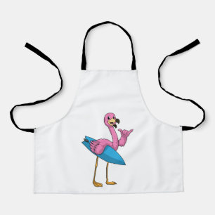 Delantal Flamingo como surfista con Surfboard