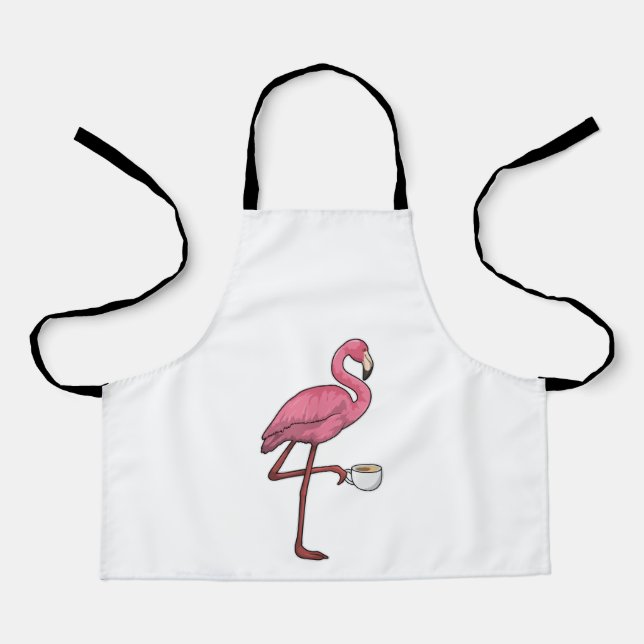 Delantal Flamingo con Copa de Café (Anverso)