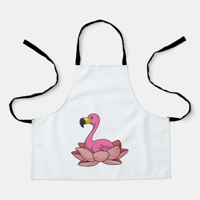Delantal Flamingo con flores de Lotus (Anverso)