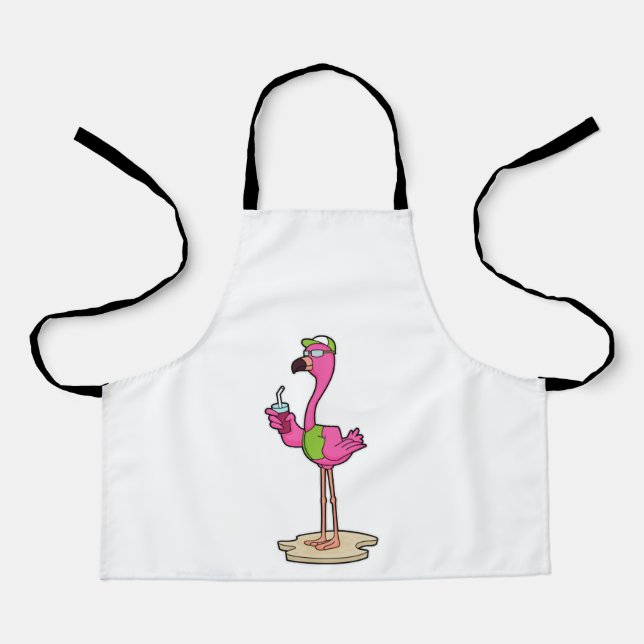 Delantal Flamingo con gafas de sol y gorra (Anverso)