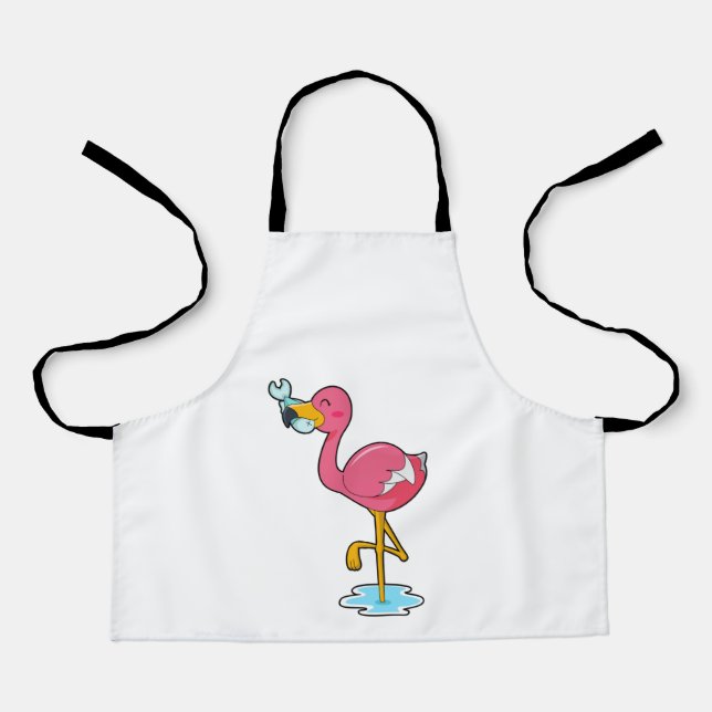 Delantal Flamingo con pescado (Anverso)