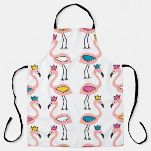 Delantal Flamingo con un patrón sin fisuras de la corona.
