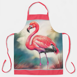 Delantal Flamingo de pintura acuarela