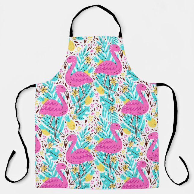 Delantal Flamingo de verano tropical: elementos de patrón b (Anverso)