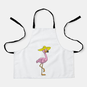 Delantal Flamingo en la playa con Gorra